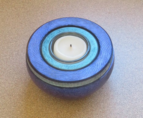 Candle holder in blue by Dean Carter